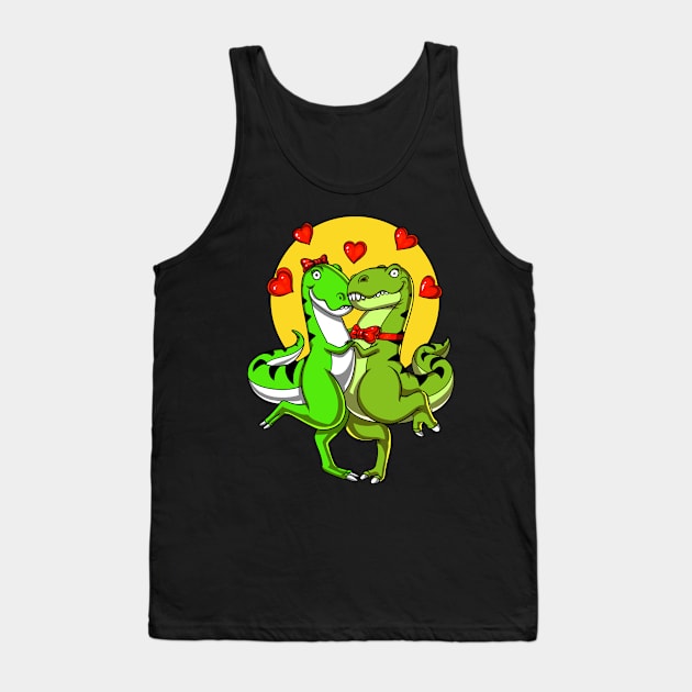 Cute T-Rex Dinosaur Couple Tank Top by underheaven